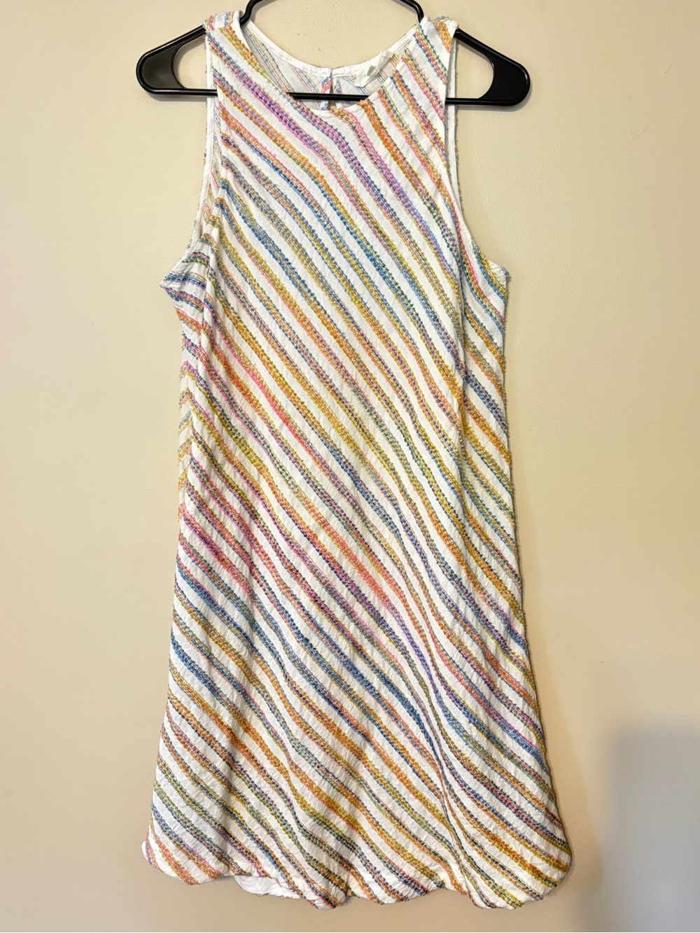 Lou & Grey Women’s Sleeveless Dress Rainbow Stripe Textured Swing Dress Medium